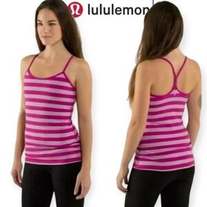 LULULEMON Power Y Tank Top Stripe Raspberry Pink Size 6